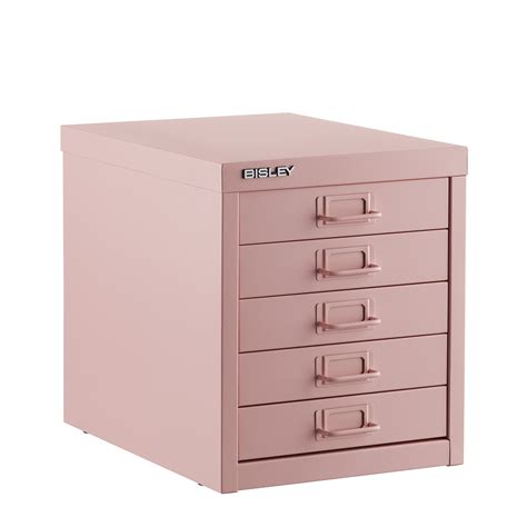 bisley pink 5 drawer cabinet